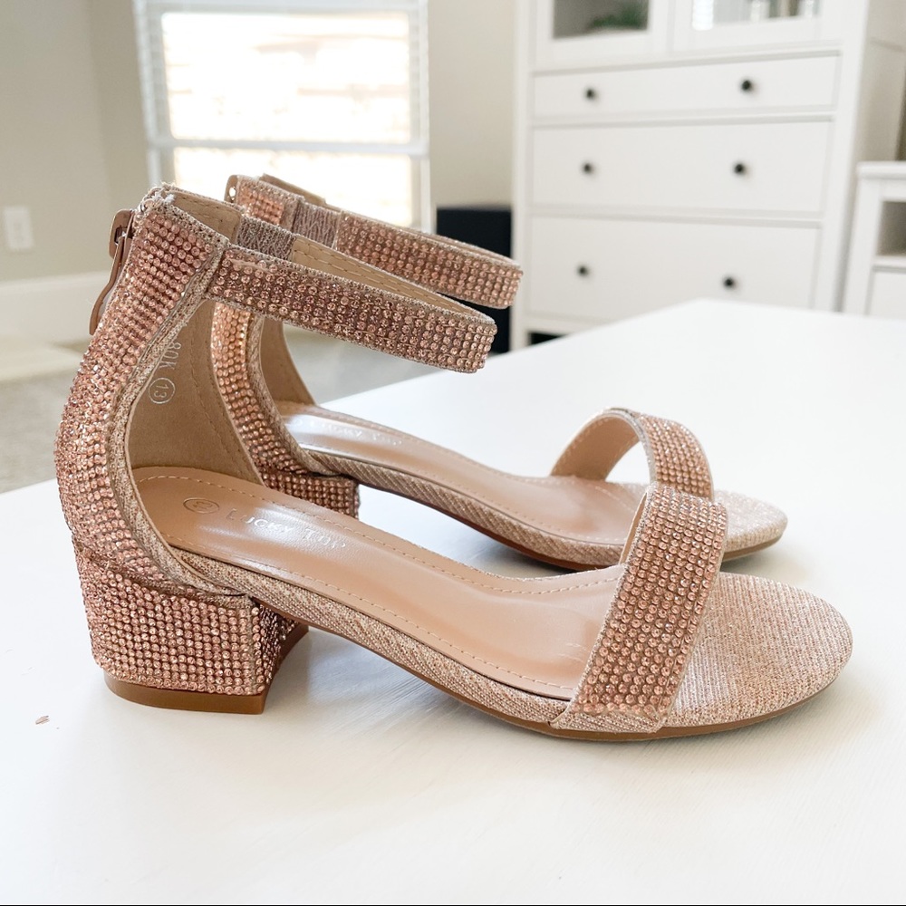 Lucky Top Rosegold Rhinestones Heels DELIA-80K